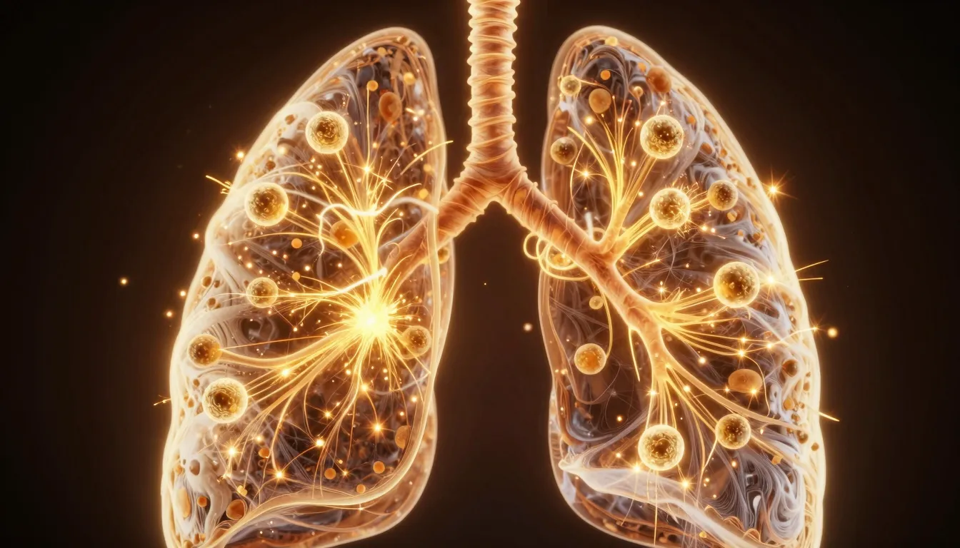 Abstract visualization of nitric oxide molecules as golden s...