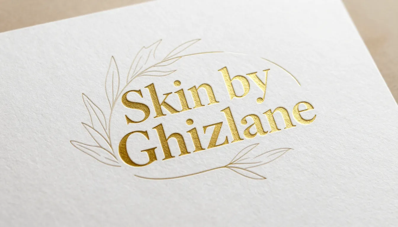 Close-up of a sophisticated logo design on a textured white ...
