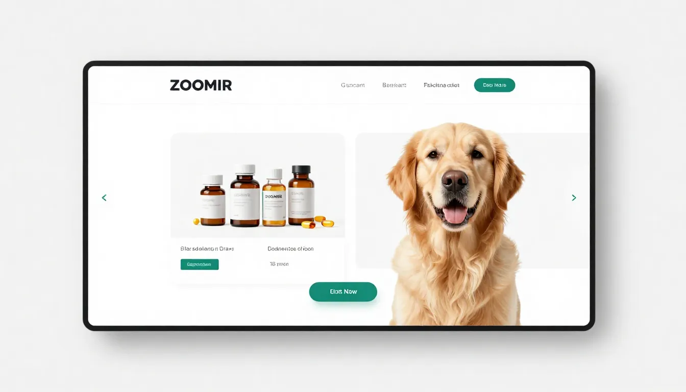 A professional website landing page for a pet pharmacy calle...