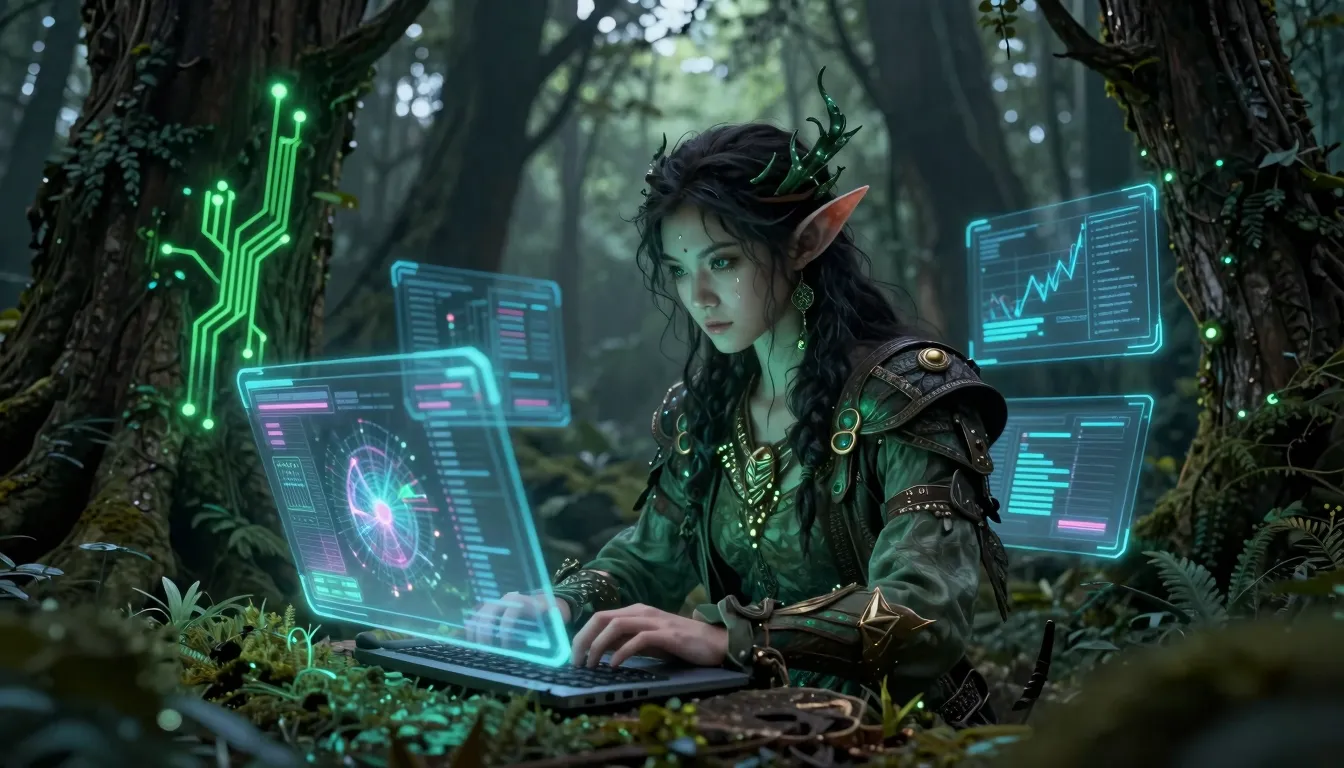 A mystical character combining a forest spirit and a system ...