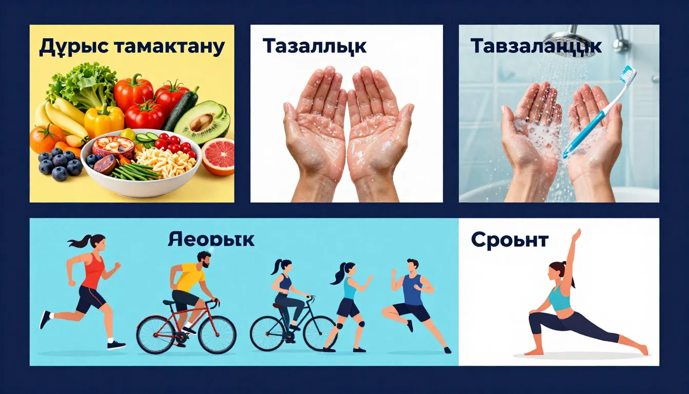 A single, vibrant poster illustrating a healthy lifestyle. T...