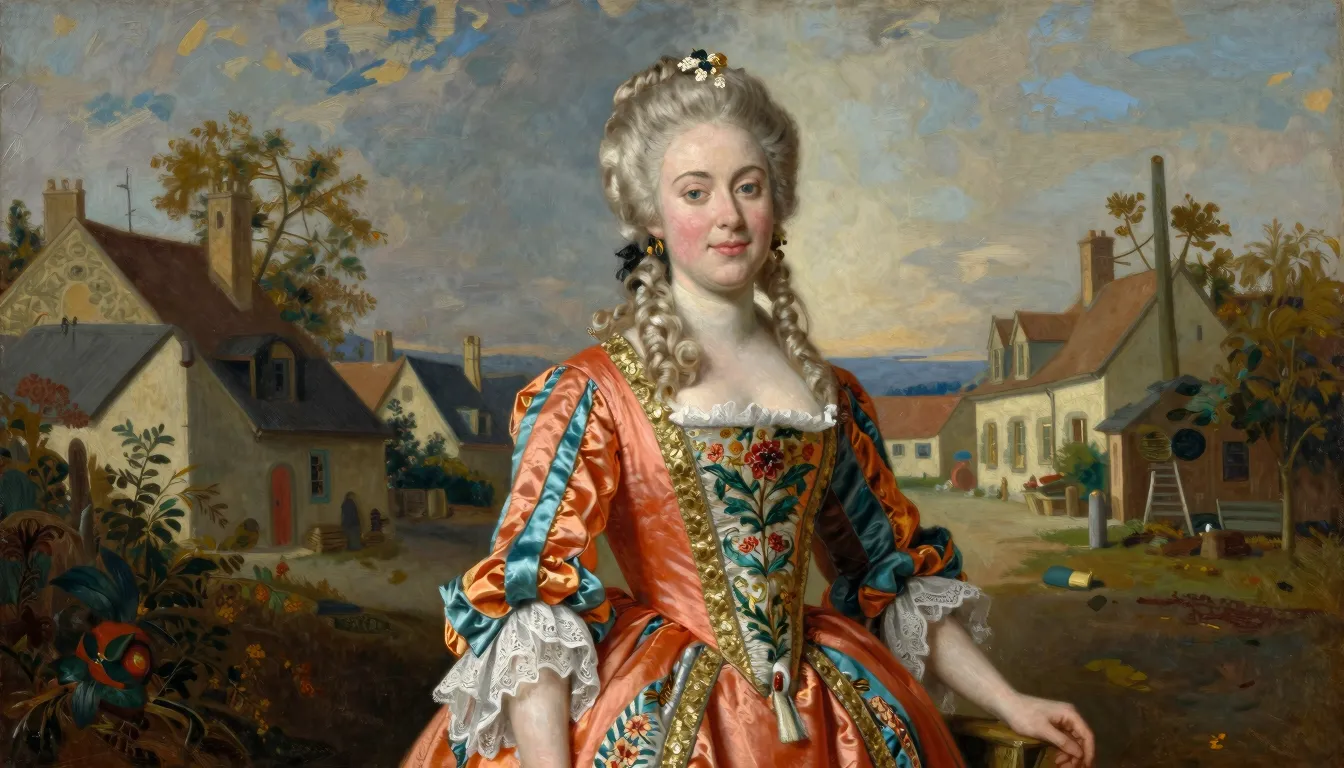 Portrait of a beautiful 17th century French blonde noblewoma...