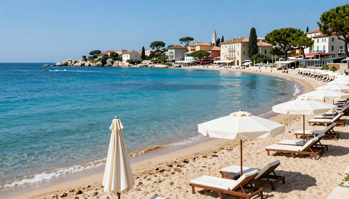 Stunning European coastline with crystal clear blue water, s...