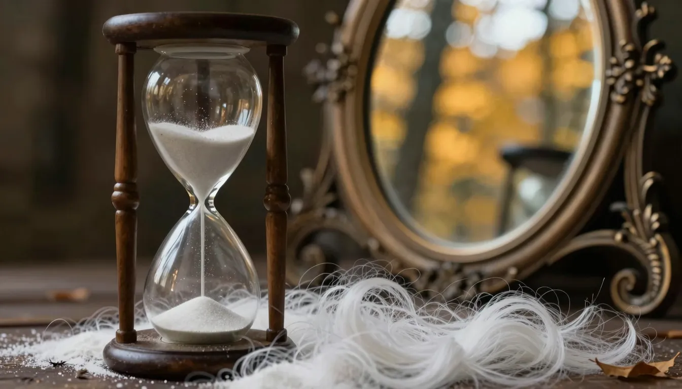 A dramatic and artistic representation of an hourglass where...