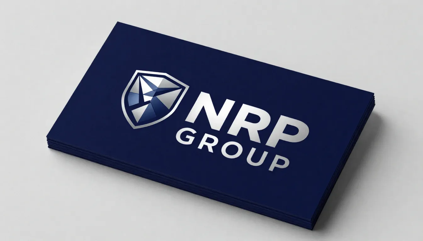 Professional business card design for 'NRP GROUP', front sid...
