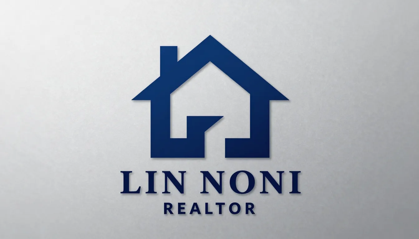 Elegant logo design for a realtor, dark sapphire blue and ma...