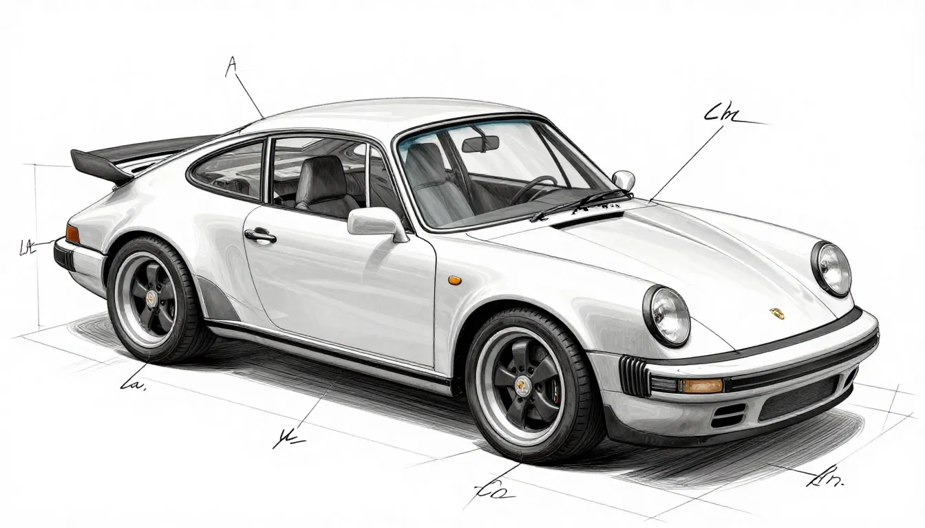 Detailed schematic drawing of a Porsche 911 Carrera chassis ...