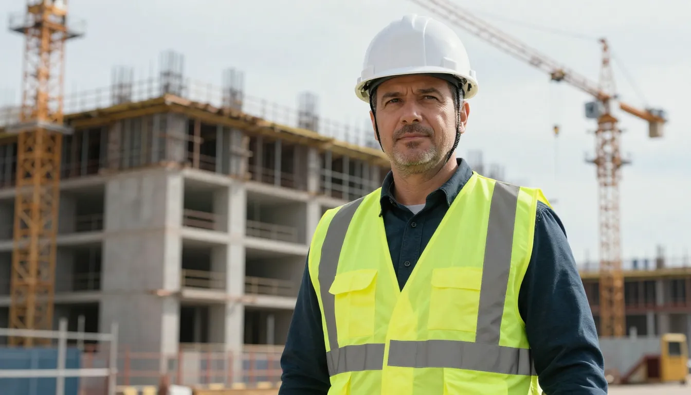 A professional portrait of a confident middle-aged construct...