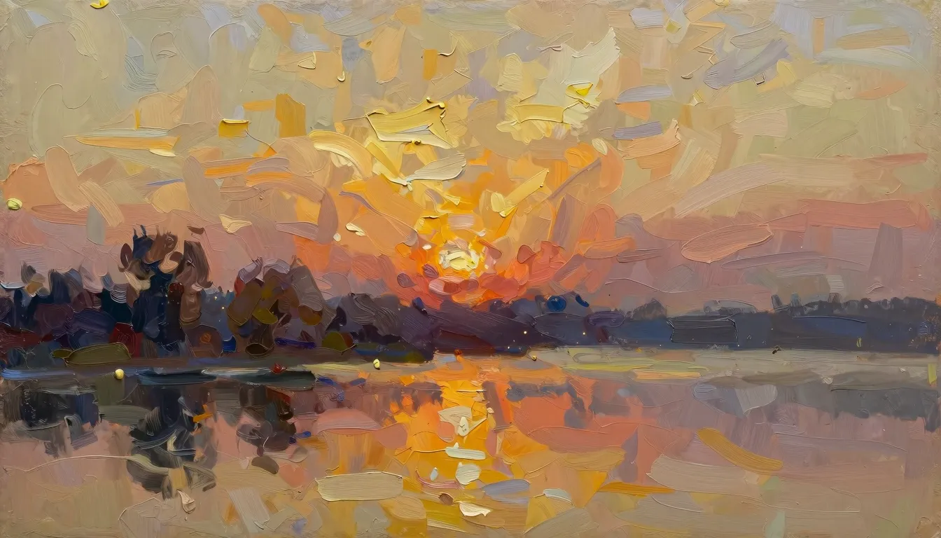 Miniature oil painting, abstract landscape with thick impast...