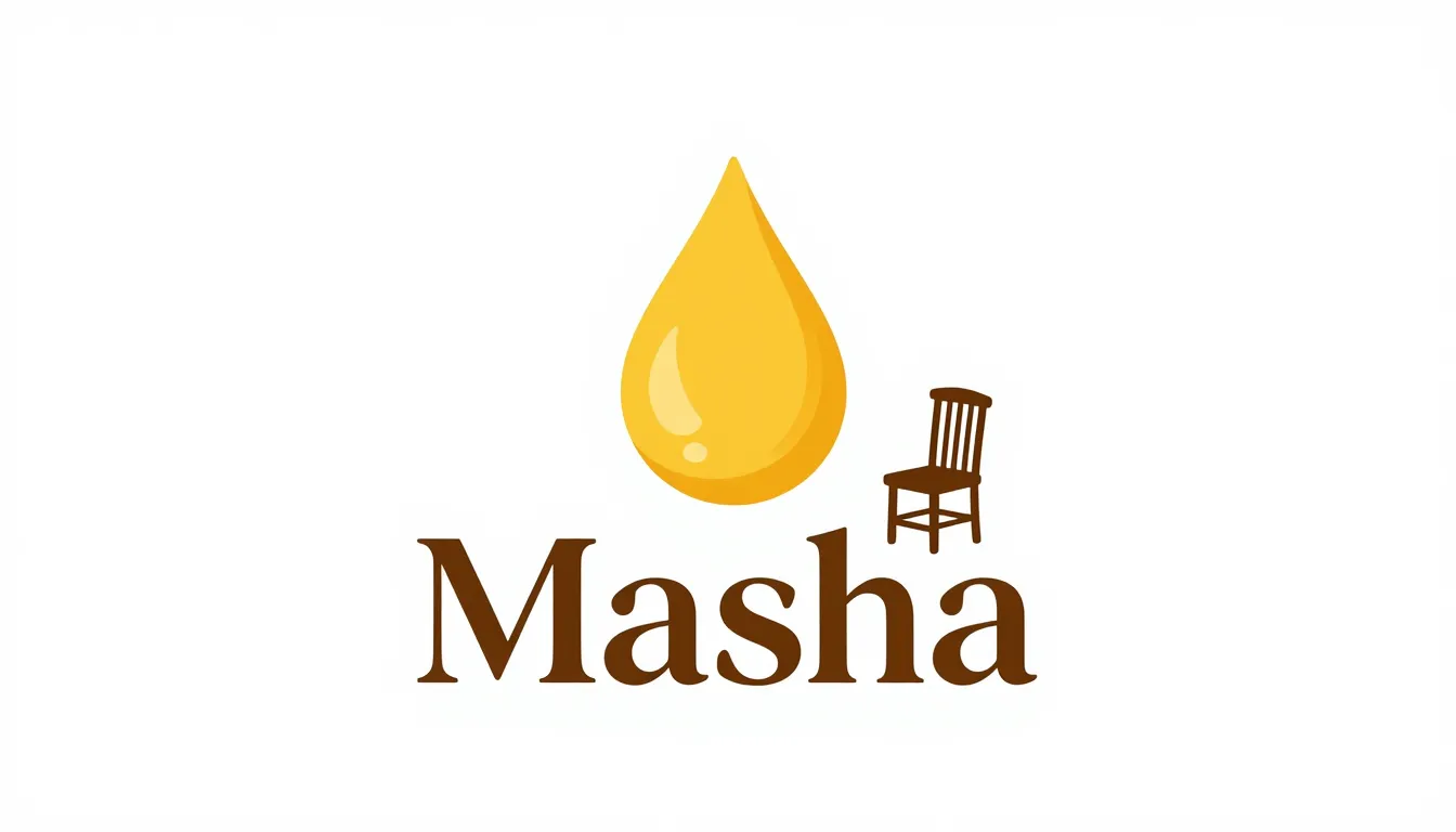 A minimalist logo for a brand named 'Masha', featuring a sty...