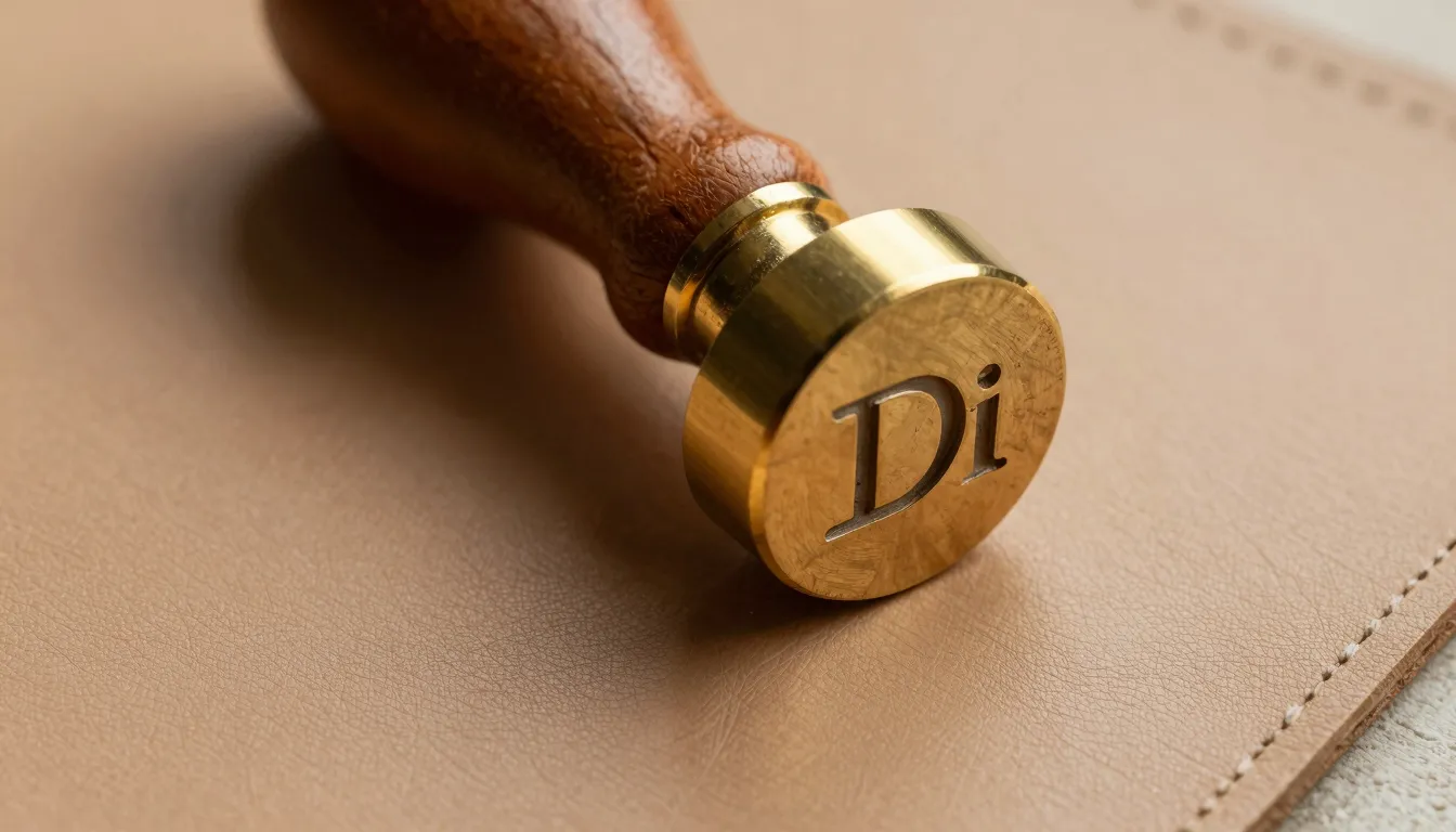 Close-up of a brass embossing stamp featuring one of the new...