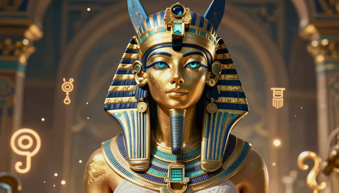 Stunning portrait of a powerful Egyptian Queen with golden s...