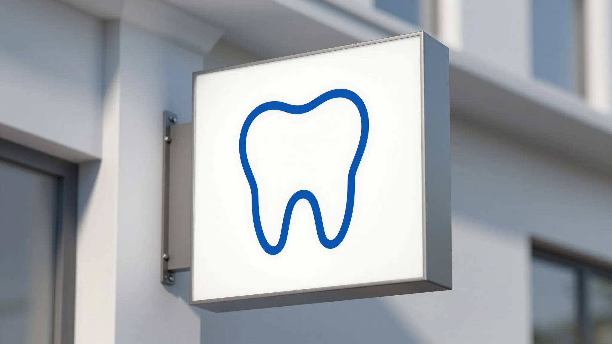 Professional outdoor signboard for a dental clinic, minimali...