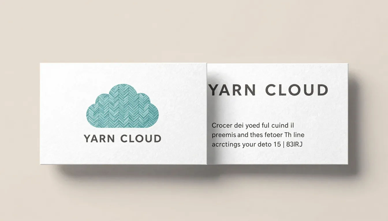 Business card design for 'YARN CLOUD'. Front side features t...