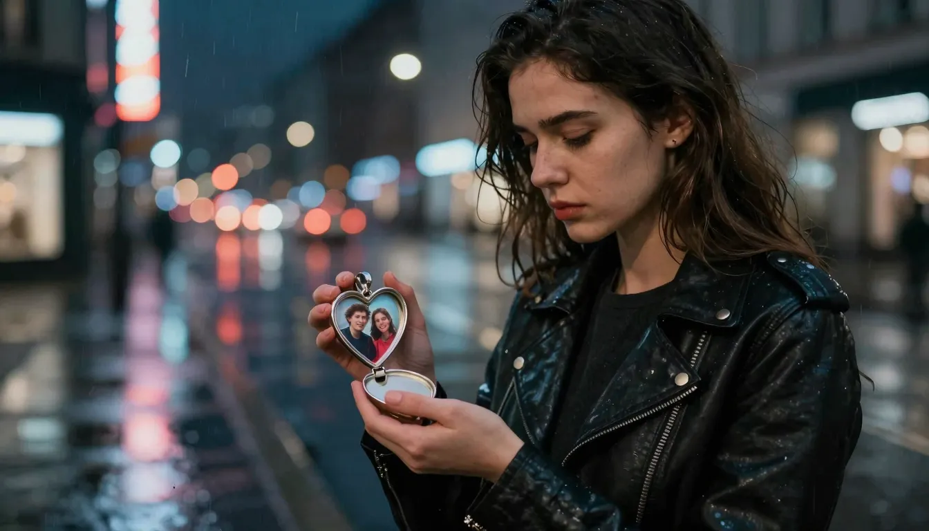A young Slavic woman in a modern black leather jacket standi...