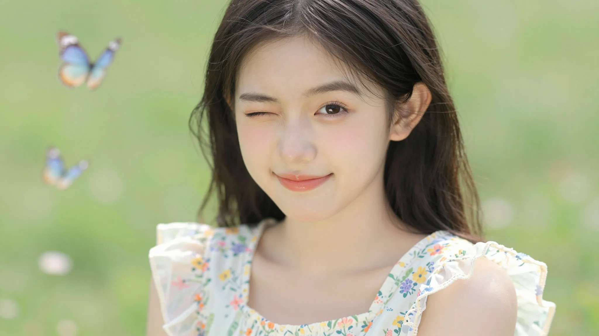 A close-up portrait of a girl with a teasing expression, win...
