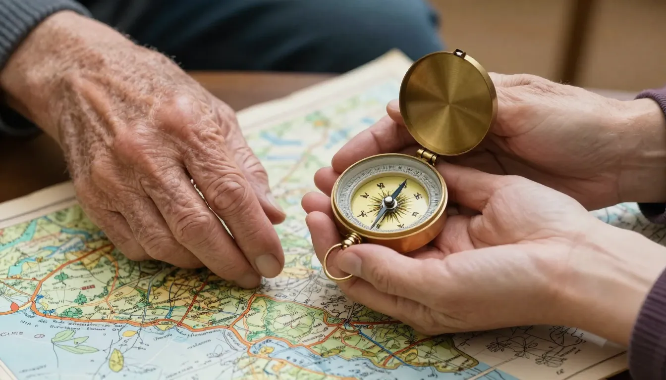 A close-up of an elderly hand and a young hand together hold...