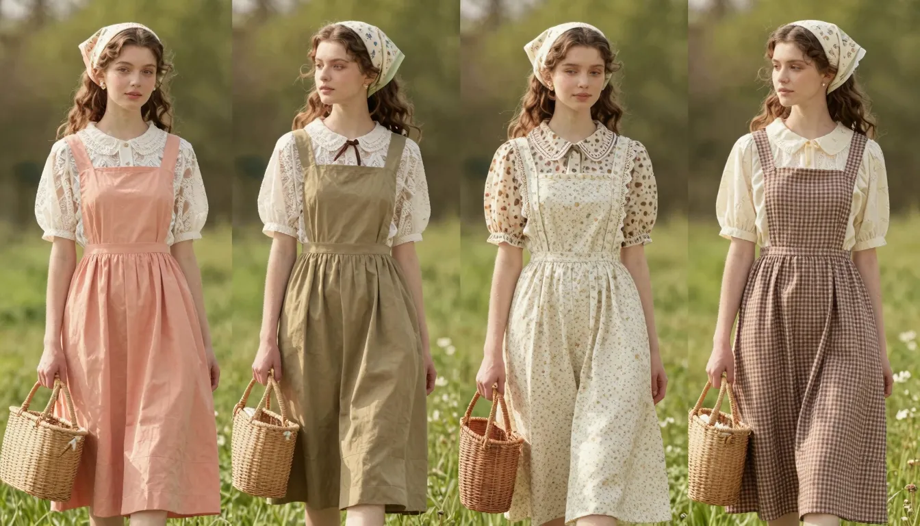 Fashion editorial of models in a meadow. Mori girl style mee...