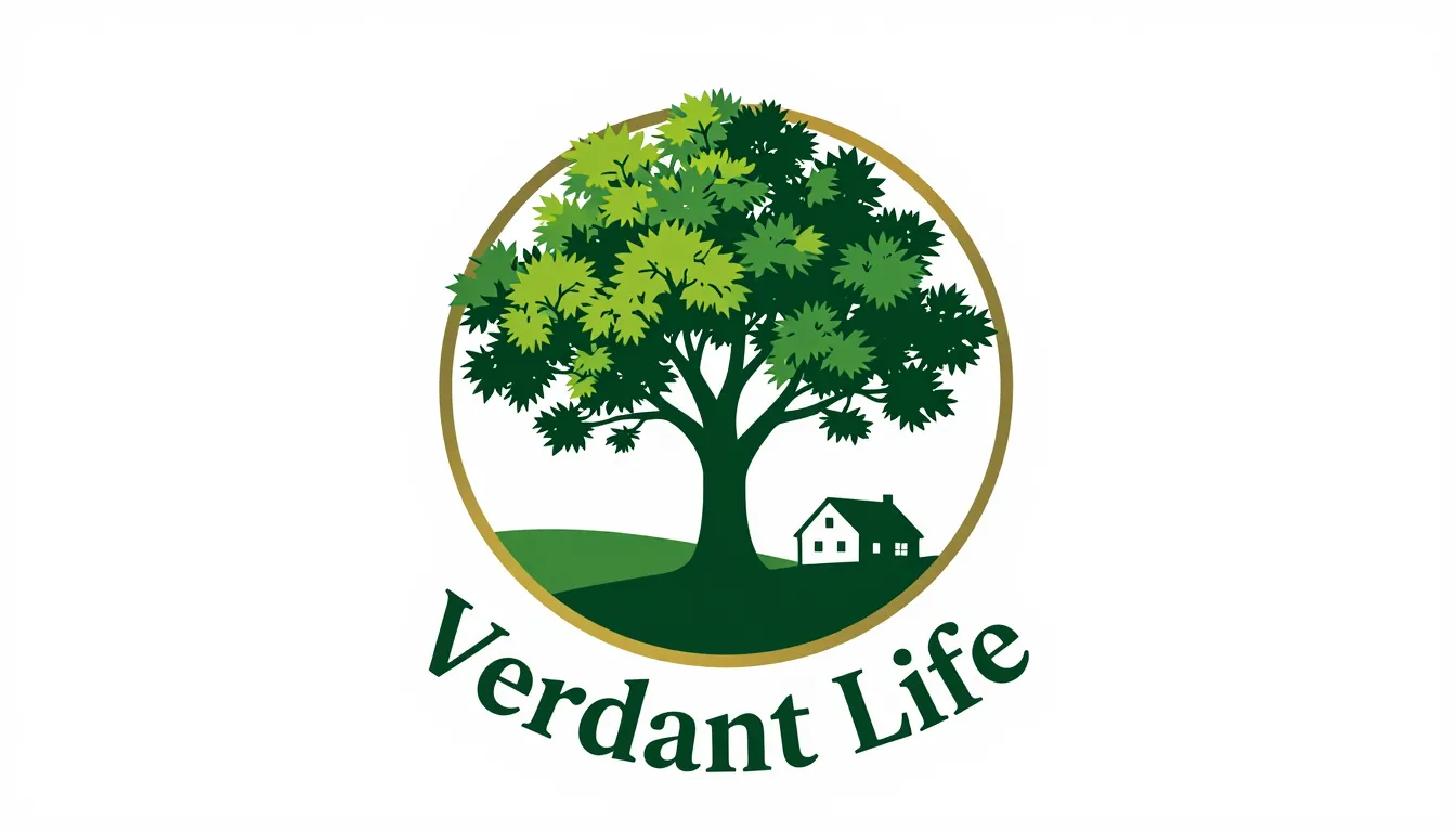 Emblem logo for 'Verdant Life'. A circular design featuring ...