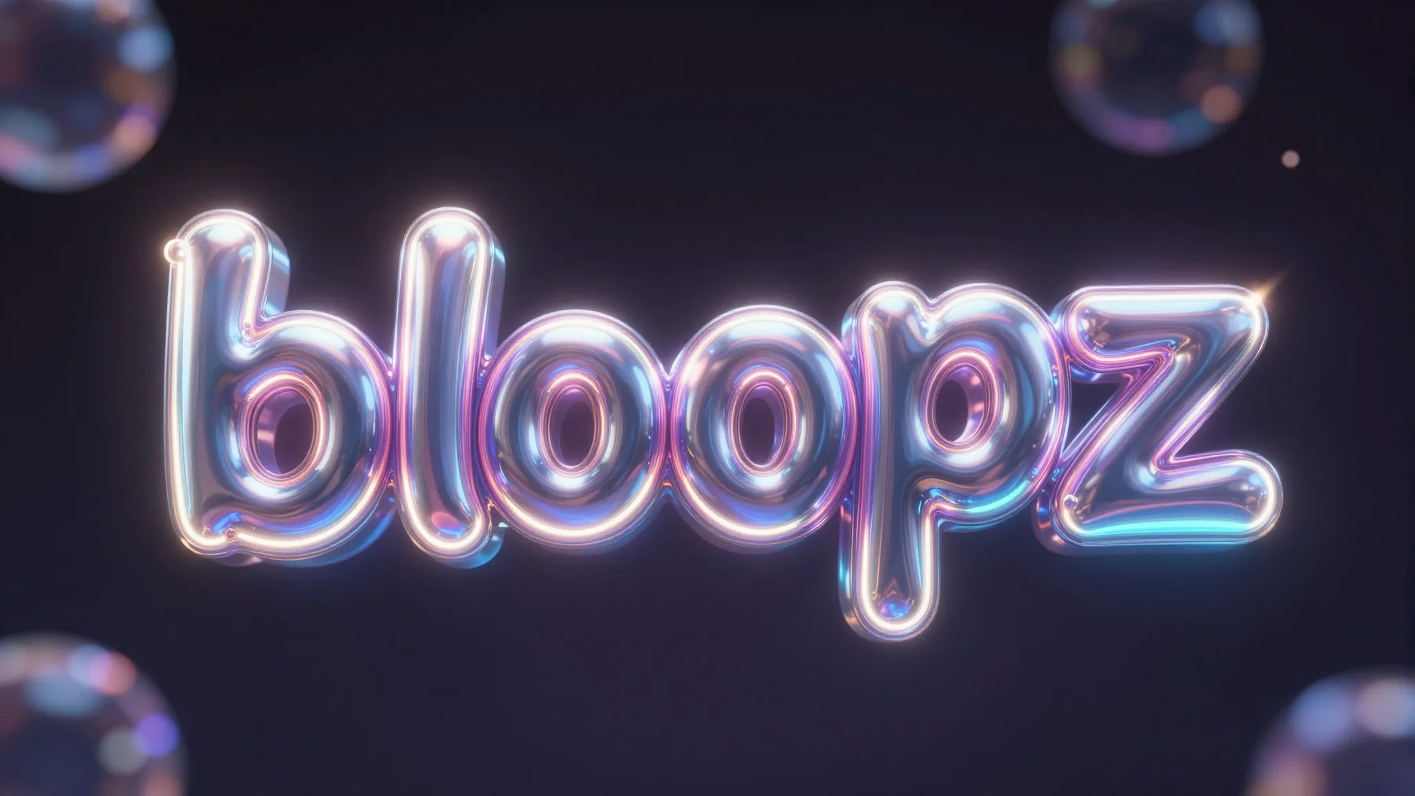Creative typography logo 'bloopz' in a bubble style, iridesc...