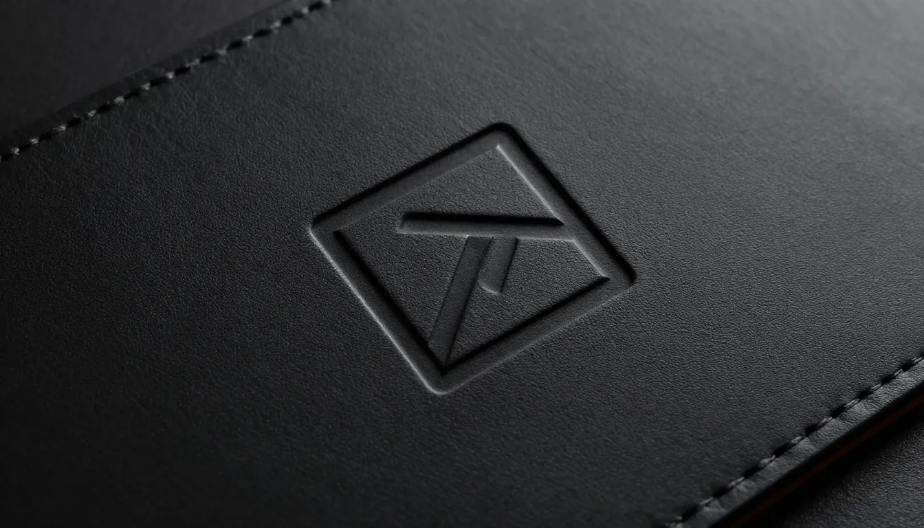 Minimalist logo design for a leather brand, clean lines, geo...