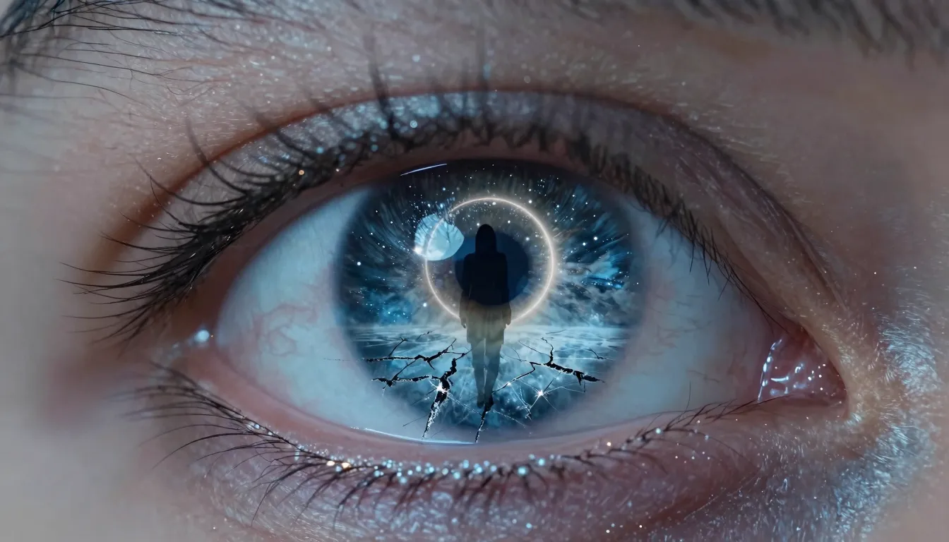 Extreme macro photography of a man's eye, the iris looks lik...