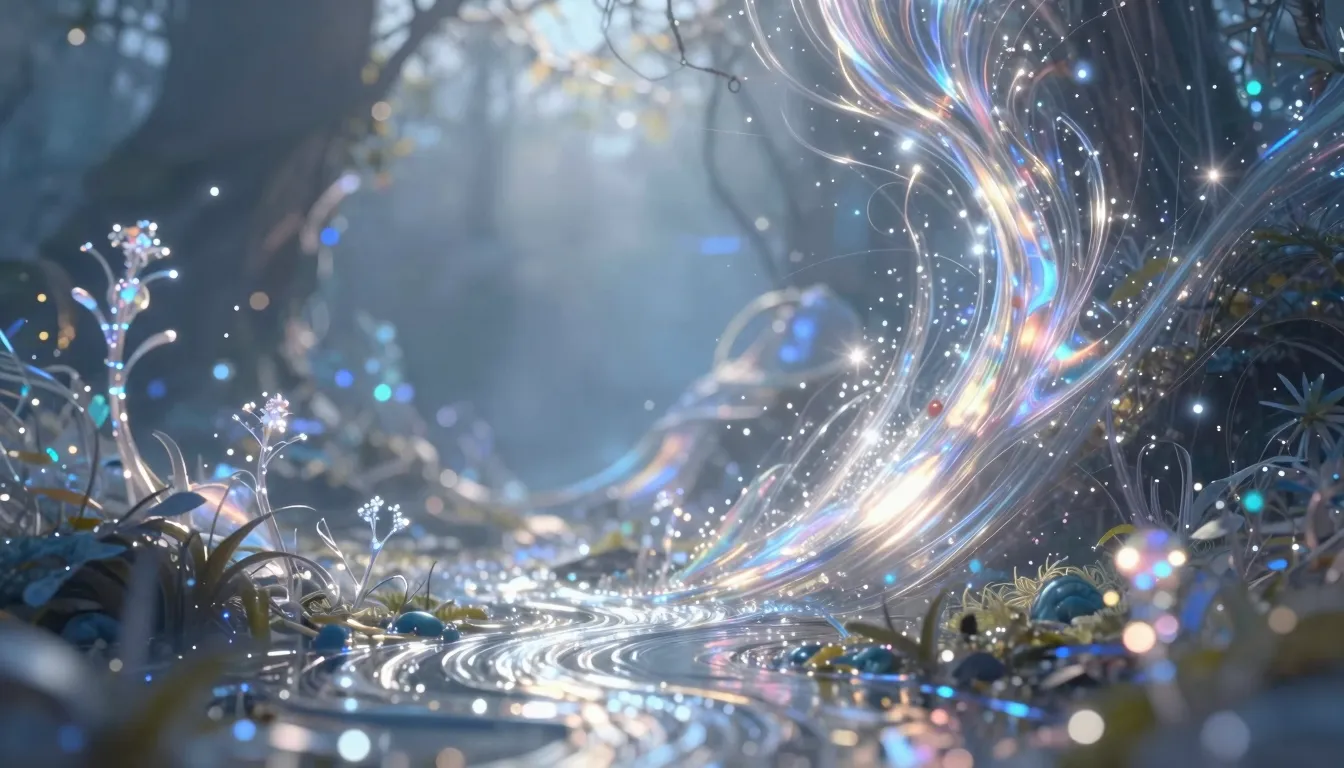 A breathtaking fairy-tale landscape filled with shimmering s...