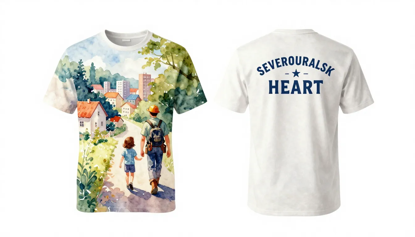 Watercolor illustration for apparel, a bright and sunny scen...