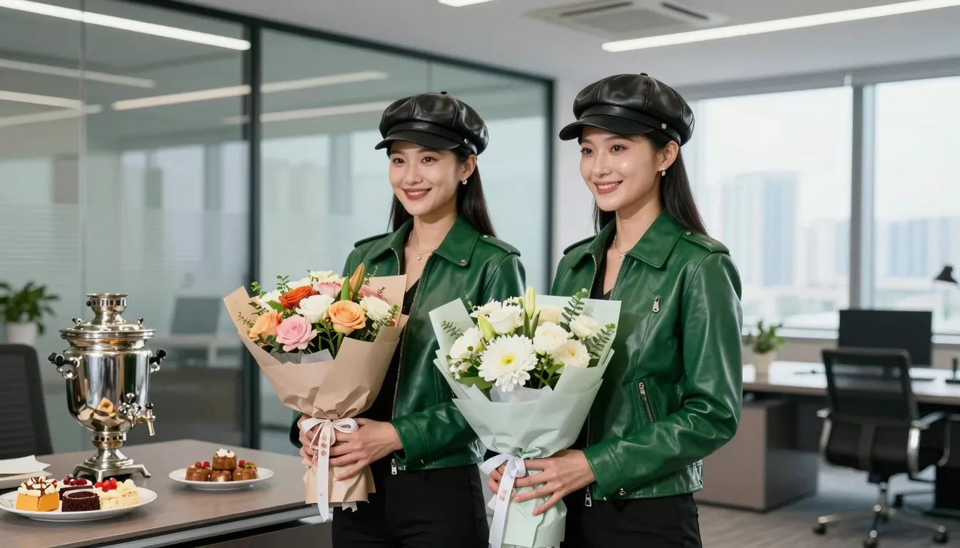 Two beautiful Chinese women with very kind and smiling faces...