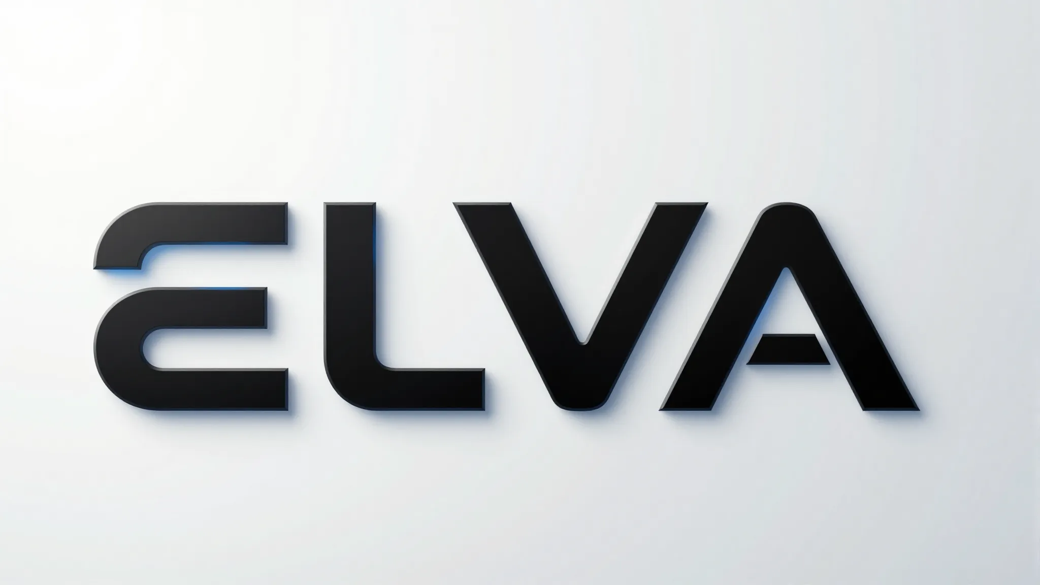 Modern minimalist logo with the word 'ELVA' in bold futurist...