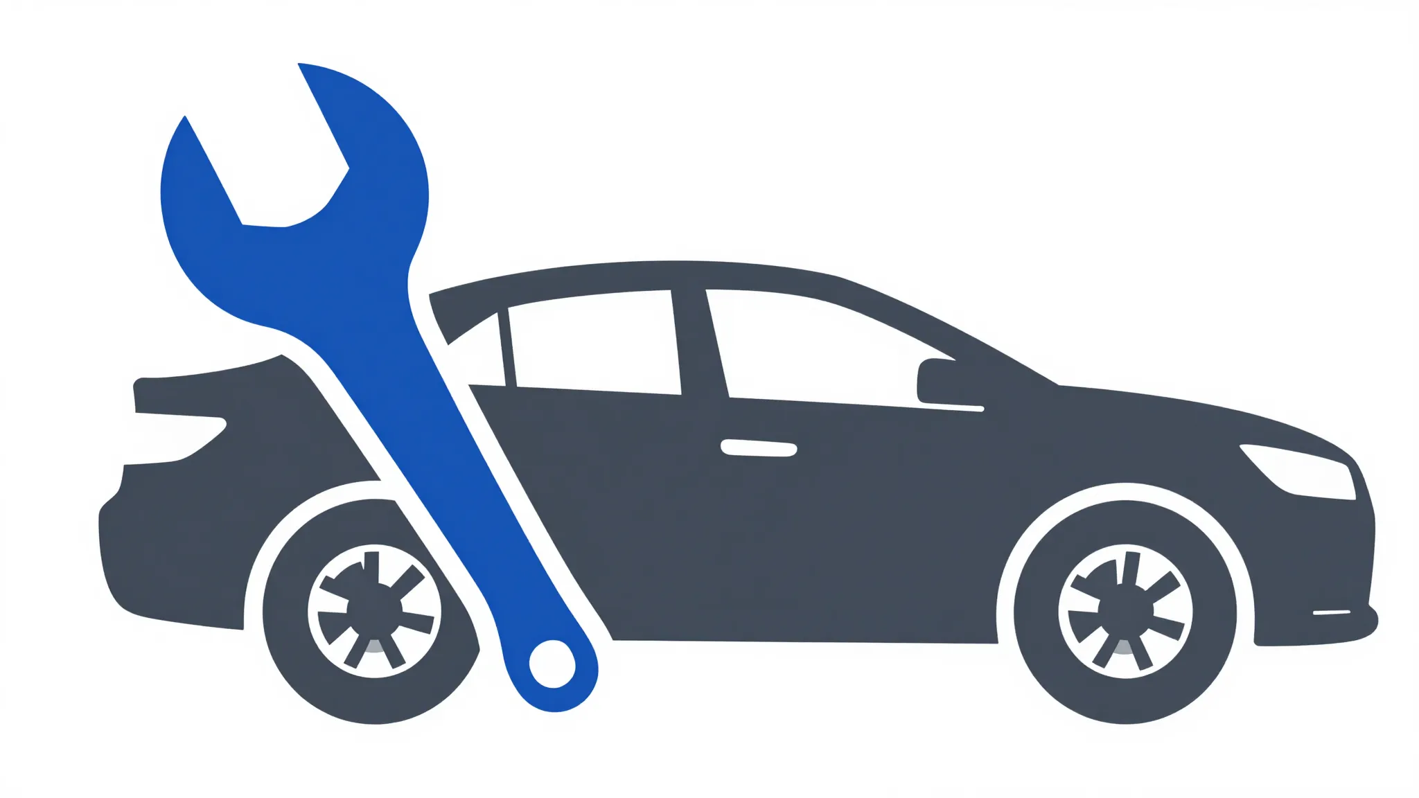 Minimalist logo for a car service, a stylized wrench integra...