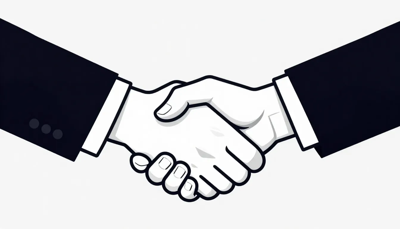 Conceptual illustration of two hands shaking, but both hands...