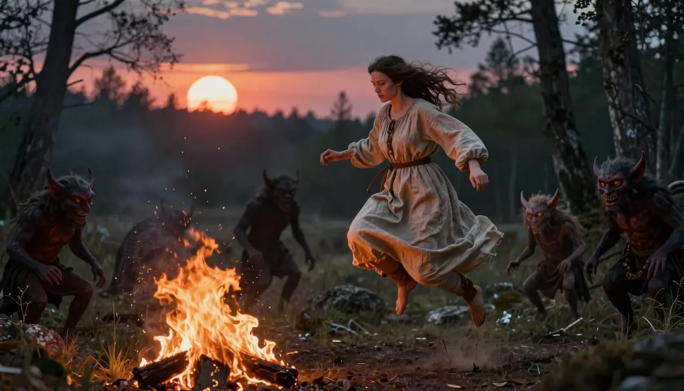 Digital art, archaic North European women in linen dresses l...