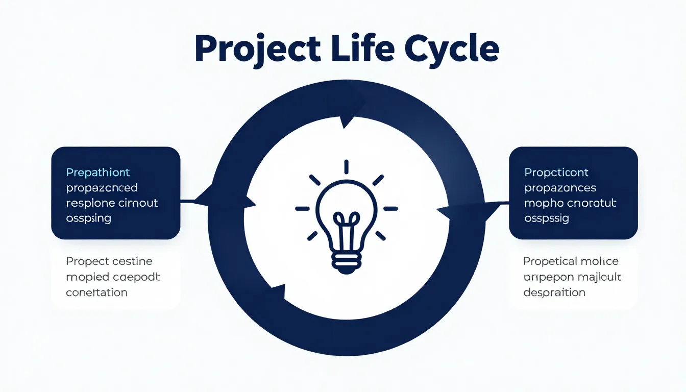 Professional infographic 'Project Life Cycle', strict minima...