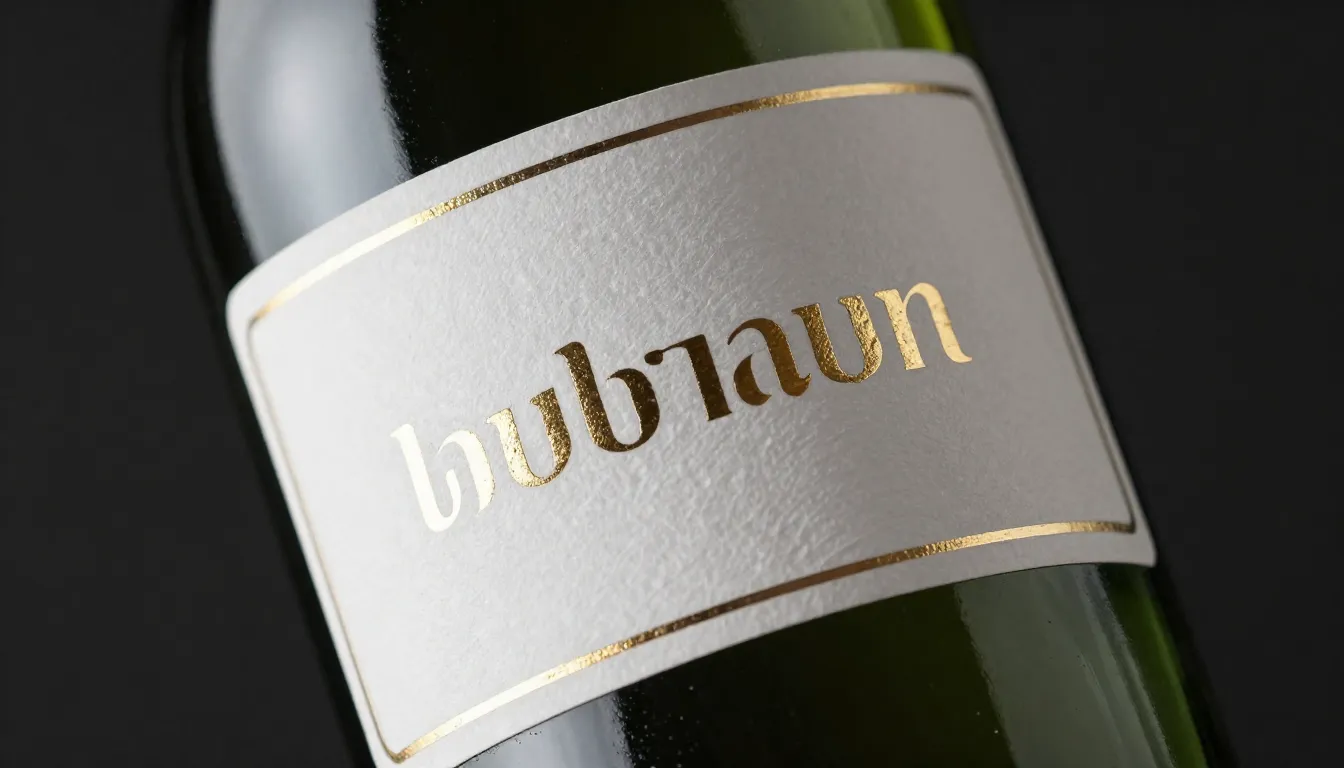 Elegant wine bottle with a minimalist label. The brand name ...