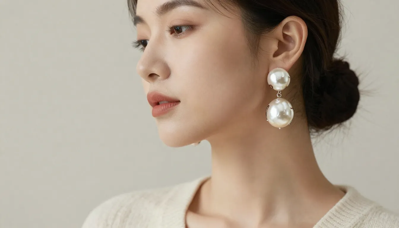 A stylish woman with a sophisticated look wearing large cott...