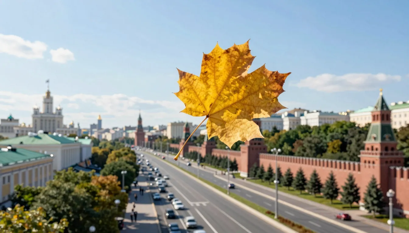 Close-up of the very first golden leaf of autumn swirling in...