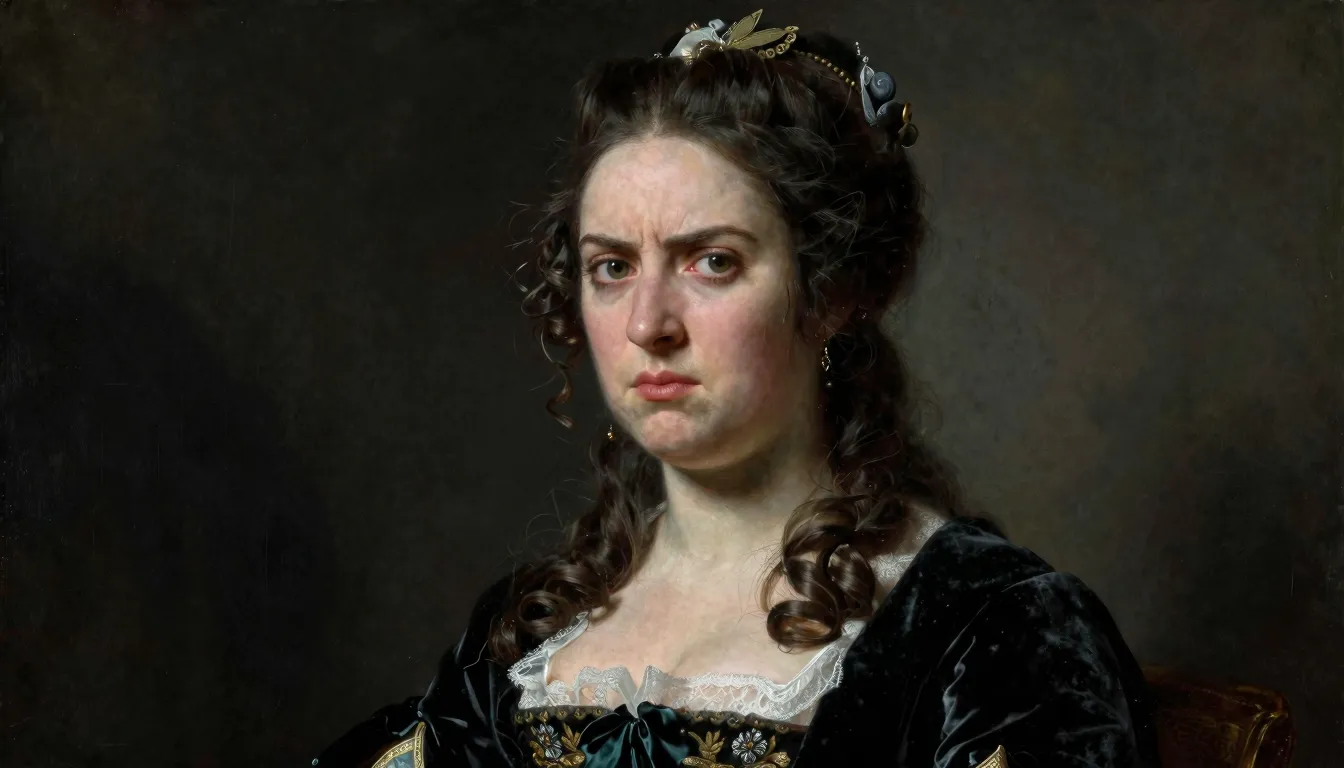 Portrait of a beautiful young French noblewoman from 1660, e...