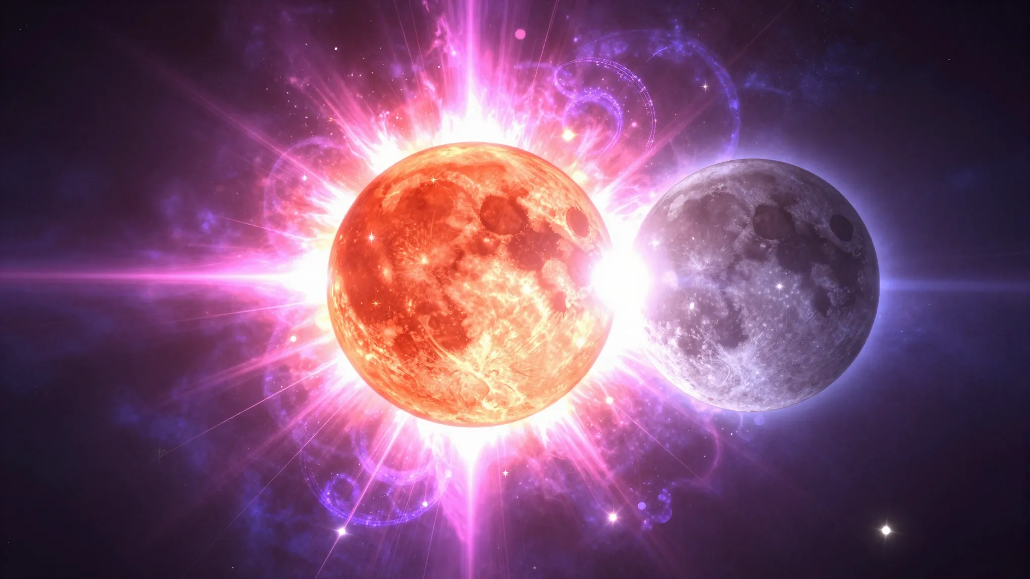 A breathtaking cosmic eclipse where the Sun and Moon merge, ...