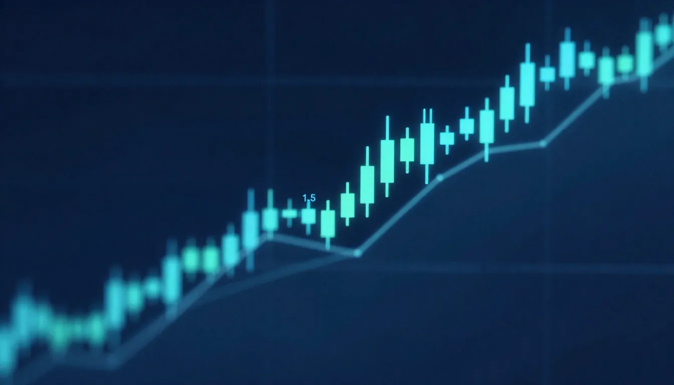 A digital visualization of a stock market trend line moving ...