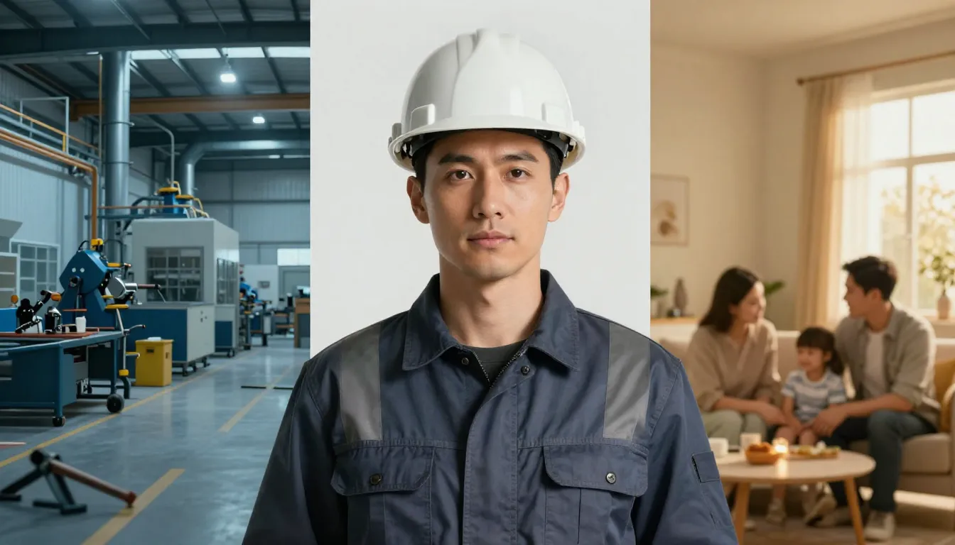 Professional poster design, split composition. Left side: in...