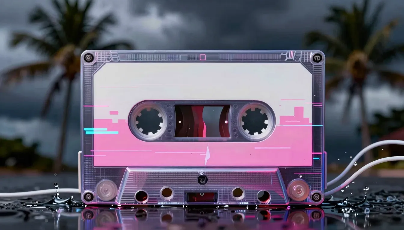 Professional music cover, a cassette tape melting into water...