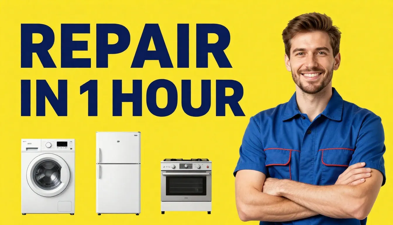 Professional Avito banner for home appliance repair. A frien...