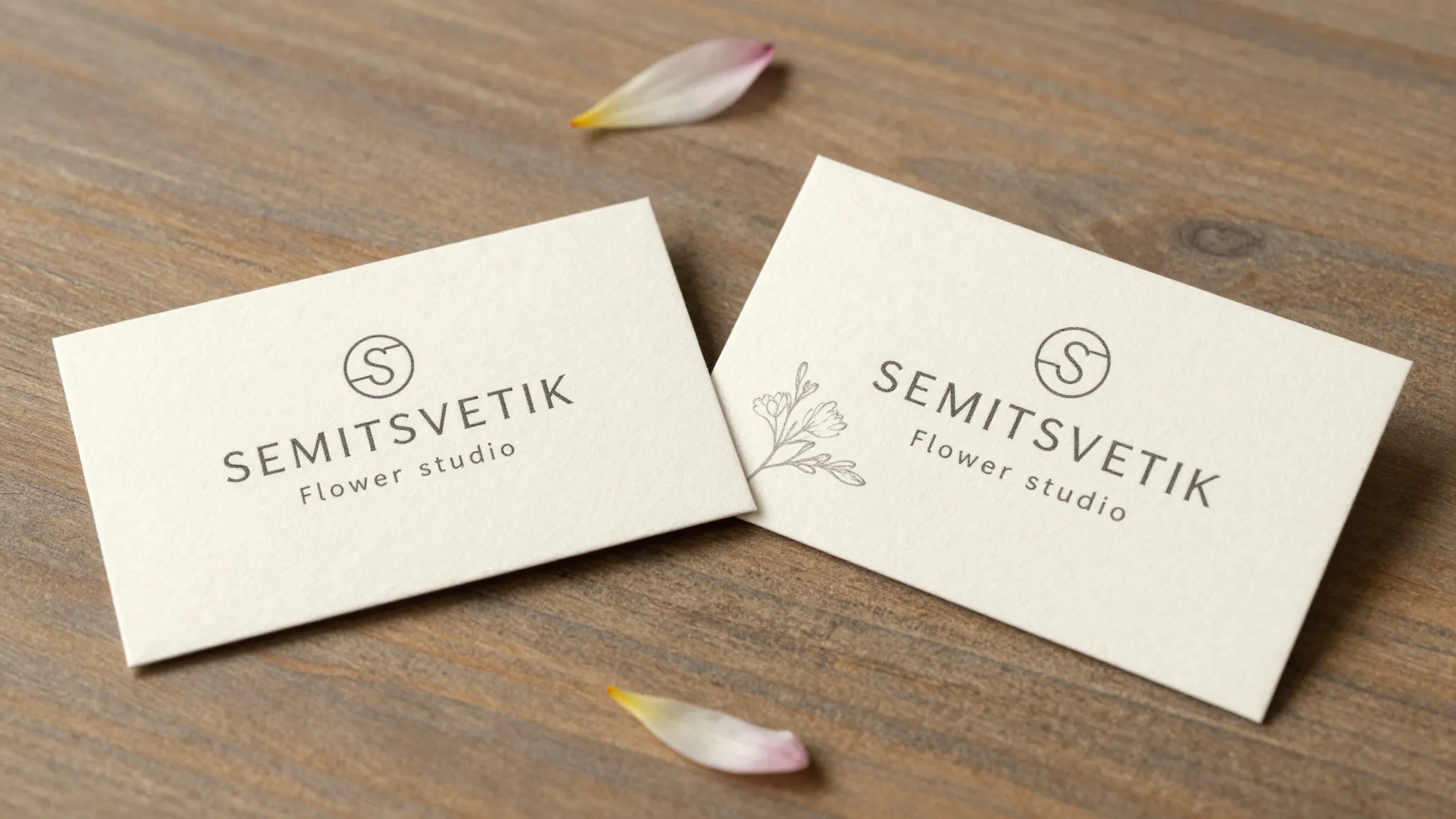 Premium business card design for 'SEMITSVETIK' flower studio...
