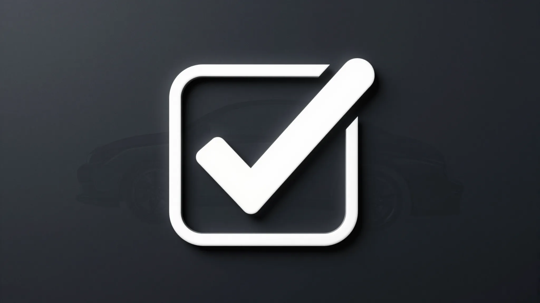 A stylish confirmation checkmark icon on a sleek dark backgr...