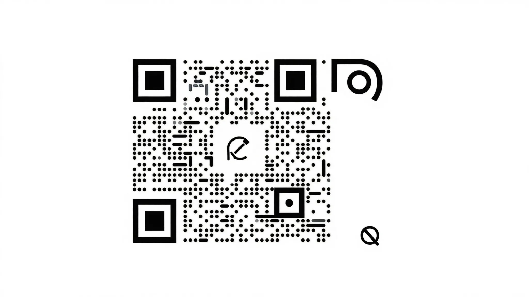 Minimalist creative QR code design placed on a clean white b...