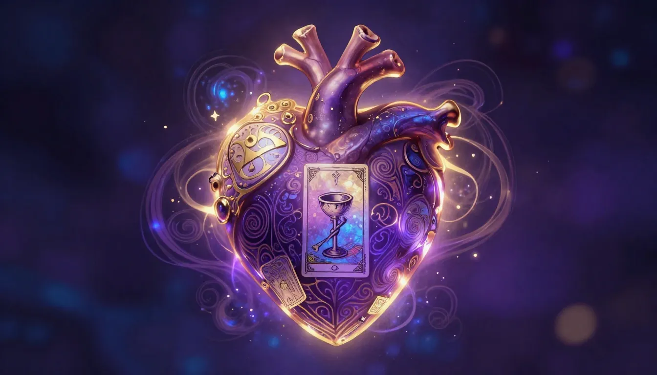 A mystical, glowing heart surrounded by intricate, swirling ...