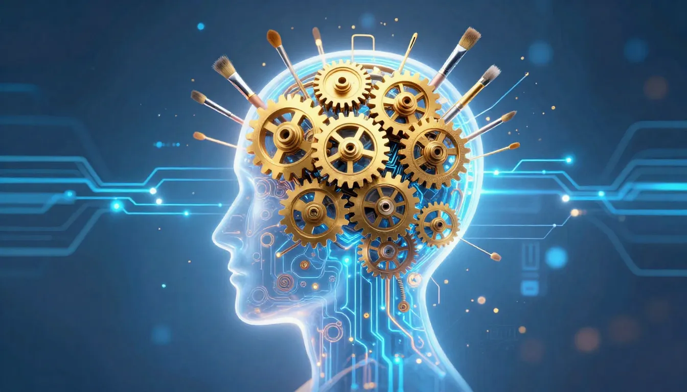 A symbolic illustration of a creative mind evolving. A glowi...