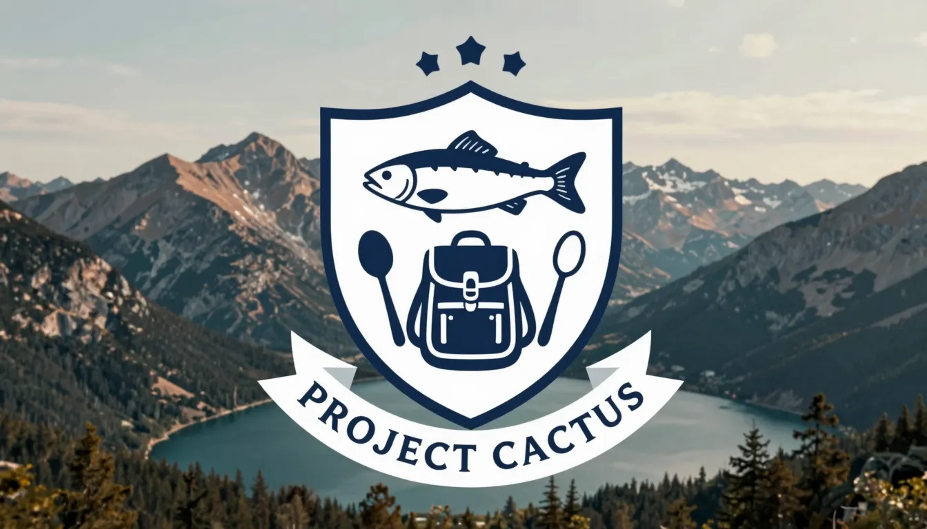 Detailed heraldic crest logo for 'PROJECT CACTUS'. Shield sh...
