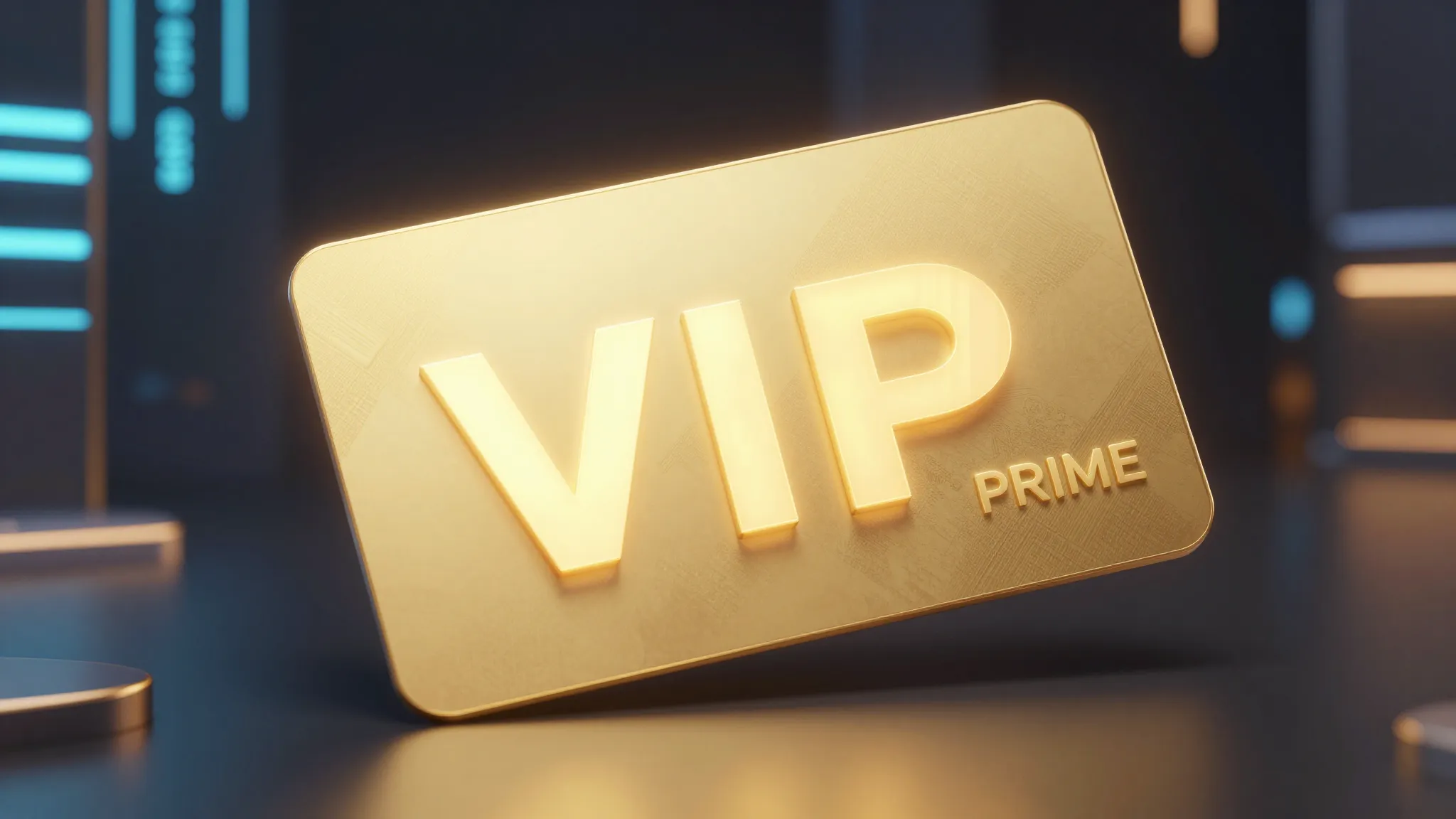 A premium golden VIP card with the word 'PRIME' written on i...